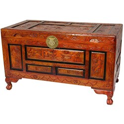 Two-tone 40-inch Carved Landscape Trunk (China)