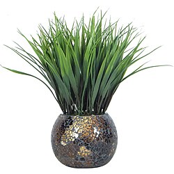 Laura Ashley Grass in Brown and Gold Mosaic Container (Set of 2) 