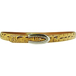 Vecceli Italy Women's Brown Alligator-skin Embossed Cowhide Belt