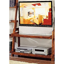 Pecan Finish 2-shelf Ladder TV Stand
