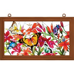 Hand-painted Butterflies/ Lilies Framed Art Panel