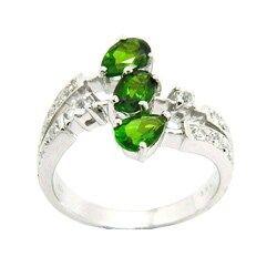 D'sire 10k White Gold Chrome Diopside and White Sapphire Ring