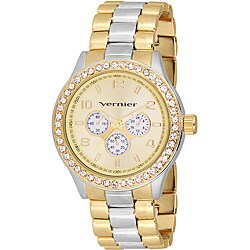Vernier Women's V11088 Series Two Toned Chrono Look Glitz Bracelet Quartz Watch