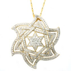 14k Yellow Gold 1 1/3ct TDW Diamond Star of David Necklace (H-I, I2-I3)