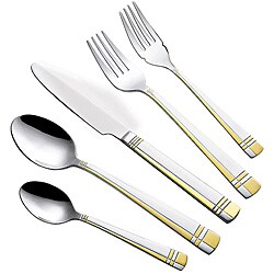 Lorren Home Trends Solara Gold 18/10 20 piece flatware set