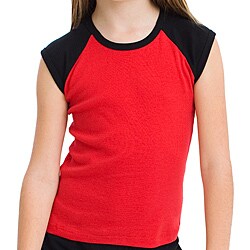 American Apparel Girl's Red/ Black Raglan Top