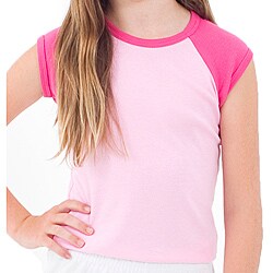 American Apparel Girl's Pink/ Fuchsia Raglan Top