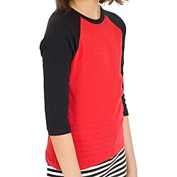 American Apparel Girl's Red/ Black 3/4-sleeve Raglan Top
