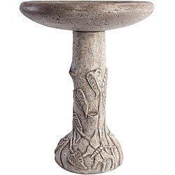 SomerTile Mediterranean Stoneware Veneto Grey 22-inch Birdbath