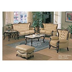 The Classic 3-piece Walnut Italian Leather Furniture Set