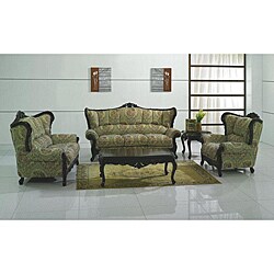 The Gothic 3-piece Mahogany Italian FabricFurniture Set
