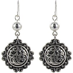 Roman Silvertone Antiqued Dangle Earrings