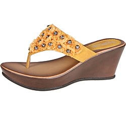 Refresh by Beston Women's 'Summer-03' Yellow Wedge Sandal