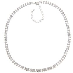 Roman Silvertone Pave Crystal 20-inch 2-row Necklace