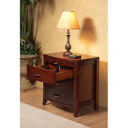 2-drawer Bow Front Nightstand with Tray and Power Strip