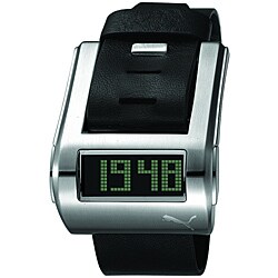 Puma Men's Black Leather Stream Digital Watch
