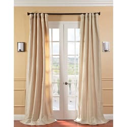 Solid Faux Silk Taffeta Antique Beige 84-inch Curtain Panel