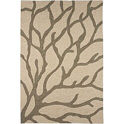 Hand-hooked Grey Indoor/ Outdoor Area Rug (5' x 7'6)