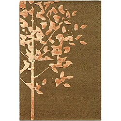 Hand-Tufted Brown Wool and Art Silk Area Rug (3'6 x 5'6)