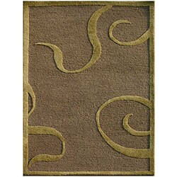 Hand-tufted Wool and Art Silk Brown Rug (2' x 3')