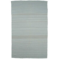 Flat Weave Solid Blue Wool Rug (8' x 10')