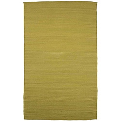Flat Weave Green Wool Rug (4' x 6')