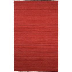 Flat Weave Red Wool Rug (5' x 8')