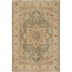 Hand-tufted Cream/ Blue Wool Rug (9'6 x 13'6)