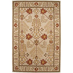 Hand-tufted Sand Brown/ Red Wool Rug (8' x 11')