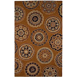 Hand-tufted Brown/ Black Wool Rug (5' x 8')