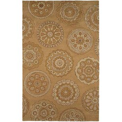 Hand-tufted Sand Brown Wool Rug (5' x 8')