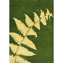 Alliyah Handmade Green New Zealand Blended Wool Rug (4' x 6')