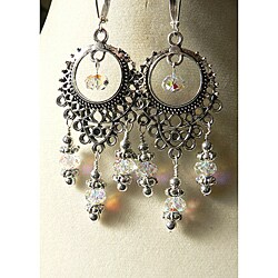 Palmtree Gems Silvertone Crystal 'Annabella' Chandelier Earrings