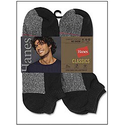 Hanes Classics Men's Black Comfort Stretch No Show Socks (Pack of 4)