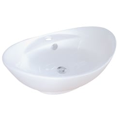 Oval Vitreous China White Bathroom Vessel Sink