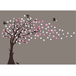Nursery Wall Art Blowing Cherry Blossom Tree Decal Set