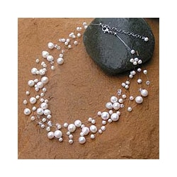 Pearl 'Ivory Fishnet' Necklace (4 mm and 10 mm) (Thailand)