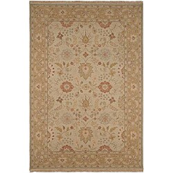 Hand-knotted Ivory/ Brown Wool Rug (8' x 10')