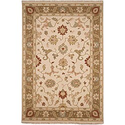 Hand-knotted Sand Brown Wool Rug (10' x 14')