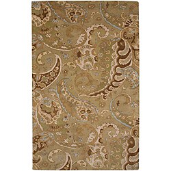 Hand-tufted Green Paisley Wool Rug (3'6 x 5'6)
