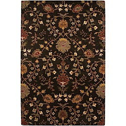 Hand-tufted Black Floral Wool Rug (8' x 11')