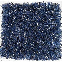 Hand-woven Blue Shag Rug (2' x 3')