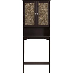 Fifth Avenue Espresso/ Amber Glass Tower Cabinet
