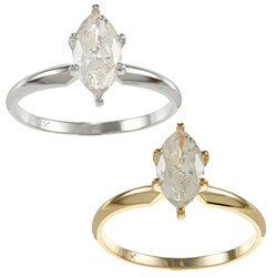 14k Gold 1ct TDW Marquise Diamond Solitaire Engagement Ring