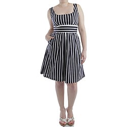 White  Dress on Corey P Women S Navy  White Striped Cotton Sundress   Overstock Com