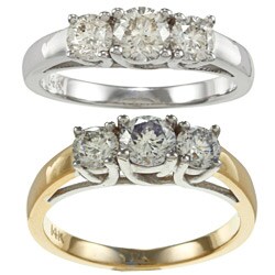 14k Gold 1ct TDW Diamond 3-stone Engagement Ring (J-K, I2-I3)