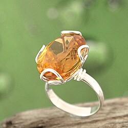 Sterling Silver Citrine Filigree Bali Ring (Indonesia)