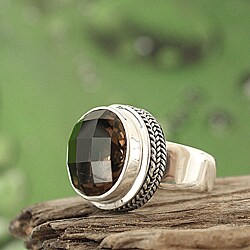 Sterling Silver Smoky Quartz Bali Ring (Indonesia)