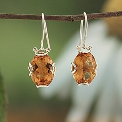 Sterling Silver Citrine Filigree Bali Earrings (Indonesia)