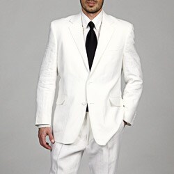 Adolfo Men's White Linen 2-button Suit